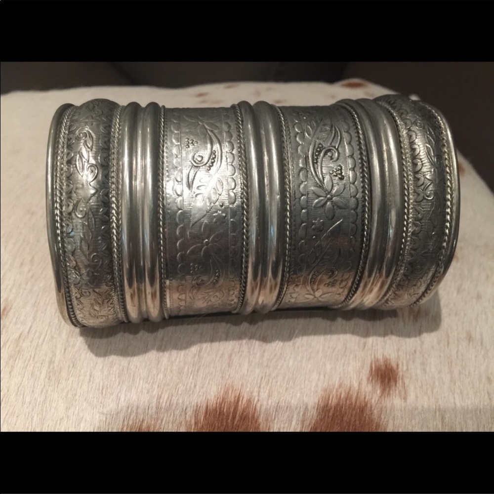 Funky Silvertone Statement Cuff Bracelet - image 4